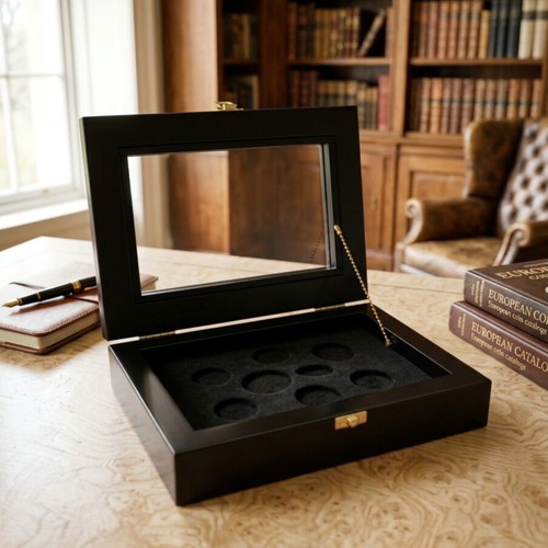 Mailink wooden coin case, black, modern luxury