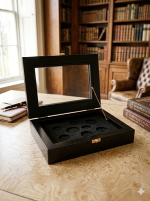 Mailink wooden coin case, black, modern luxury