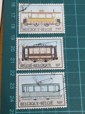 Belgium 1983 stamps with historical tramcars like new