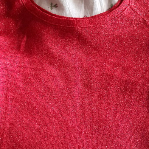 Elastic blouse used with glitter, red, size S