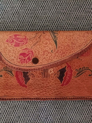 Traditional handmade leather retro clutch bag like new