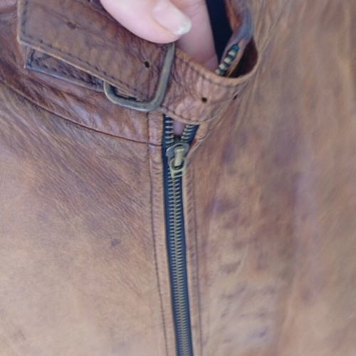 Men's leather jacket used, brown, size XL