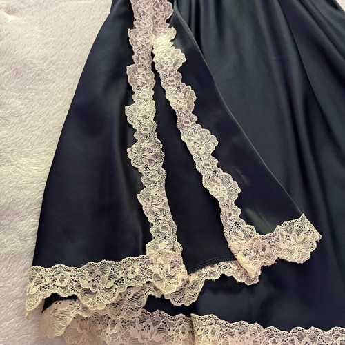 Women's satin nightgown like new, blue with lace, size M-L