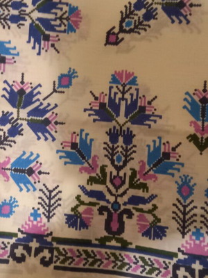 Tablecloth new ecru blue 1.68x1.30 cotton
