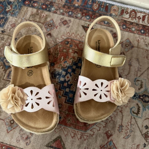 Yoshino anatomical girls' leather sandals size 25 like new pink gold