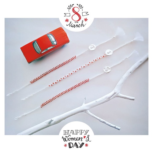Handmade Martakia new with white cord and red beads