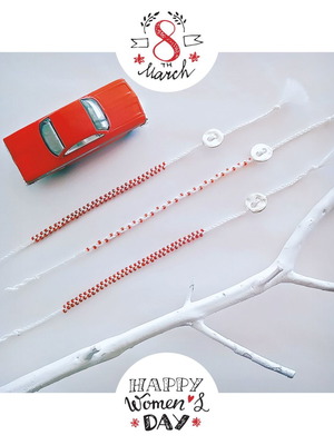Handmade Martakia new with white cord and red beads