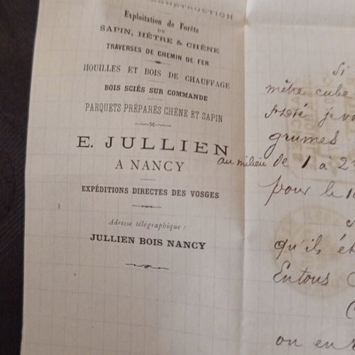 French letter from 1877 used with three postal stamps and company seal