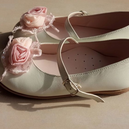 Everkid leather girls' ballerinas new, size 24, off white