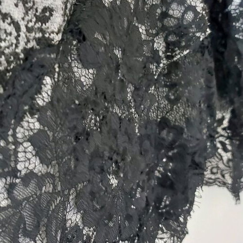 Gray viscose cardigan with black lace asymmetrical like new, one size