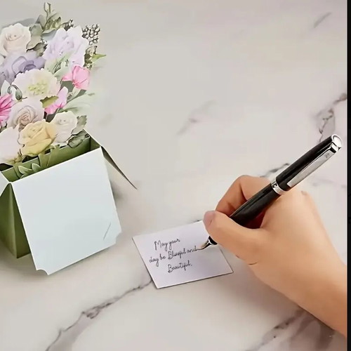 3D greeting card with flower bouquet and envelope new