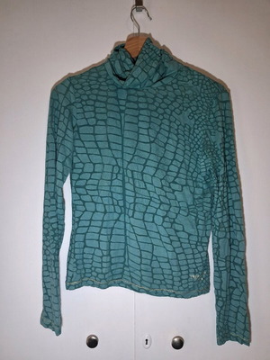 Vintage Trussardi Jeans turtleneck with crocodile print in petrol, like new, size M