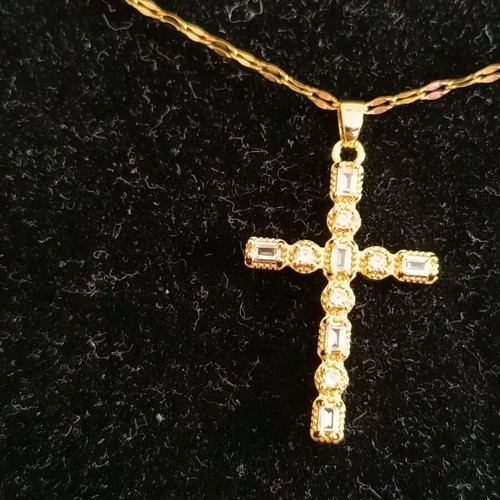 Women's cross new with zircon in gold color