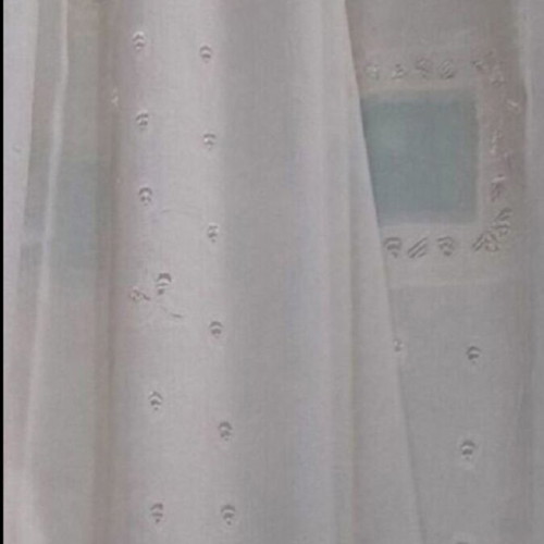 Ecru curtain with green details, like new, ready sewn 3.07×2.05 m