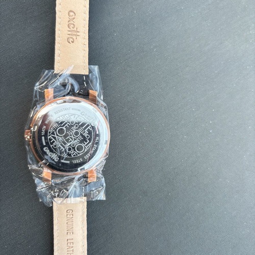 Oxette Lady Strass women's watch new with black leather strap