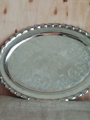 Silver-plated vintage serving tray large size new, silver color