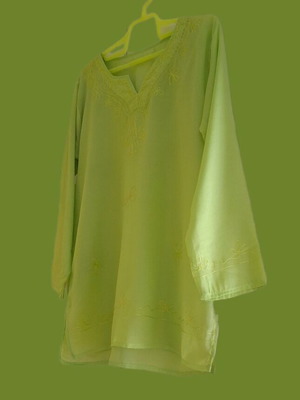 Transparent green kaftan, one size, airy beachwear