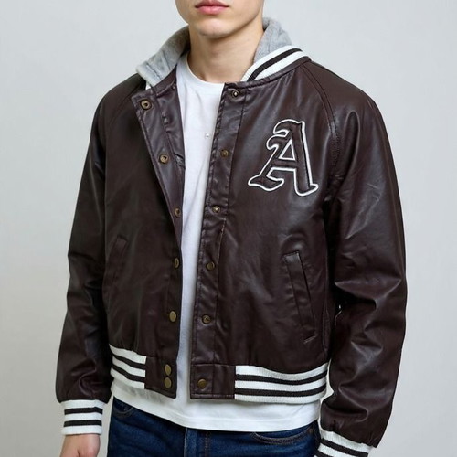 Unisex hooded varsity jacket size Large and Small, like new