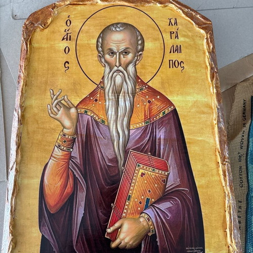 Handmade Saint Charalambos Icon new, size 32x45