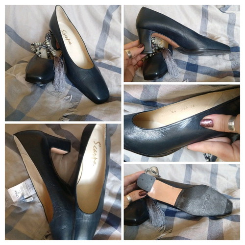 Scarpa Optimal leather high heels new, navy blue