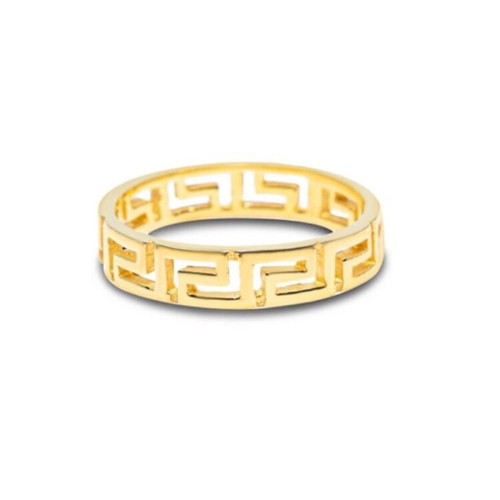 Set of 2 gold-plated rings with 925 silver Byzantine & Meander designs new