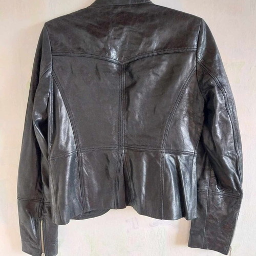 Vintage women's short leather jacket MISSION size L like new, black