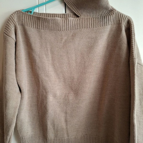 Turtleneck sweater with one shoulder used, beige, size S