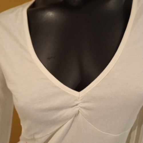 Women's Secret long-sleeve sleepwear top, white with colorful design, size UK 10 EUR 38