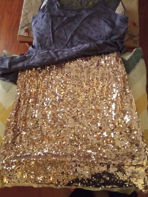 Midi dress with sequins beige refurbished
