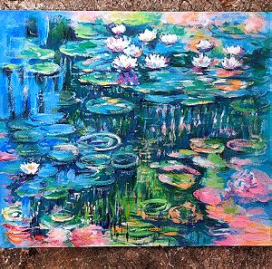 30×35 cm K.Monet inspiration Water lilies,  acril, canvas