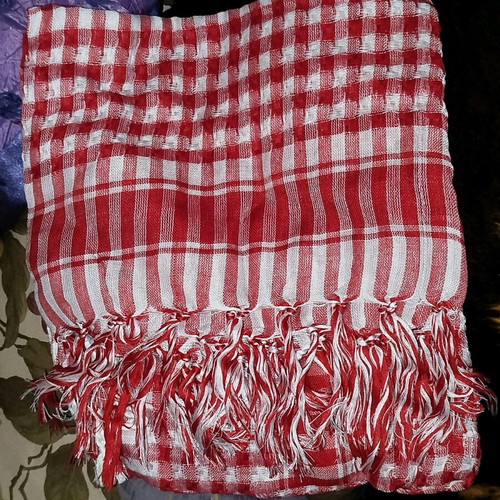 Palestinian cotton scarf new, red and white