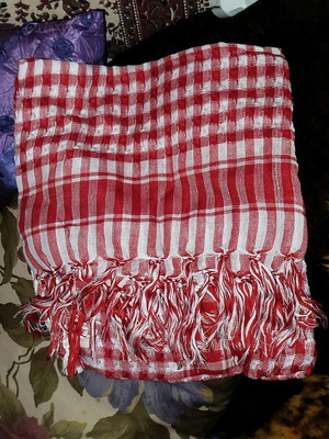 Palestinian cotton scarf new, red and white