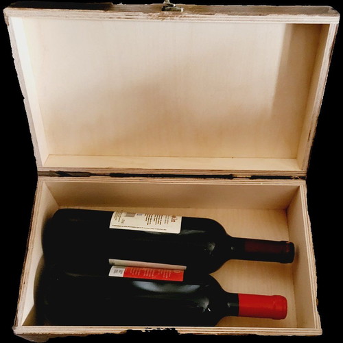 Wooden box hand-painted with abstract art and gift wines