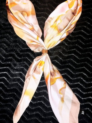 Gentle Flower scarf used, colorful with ring