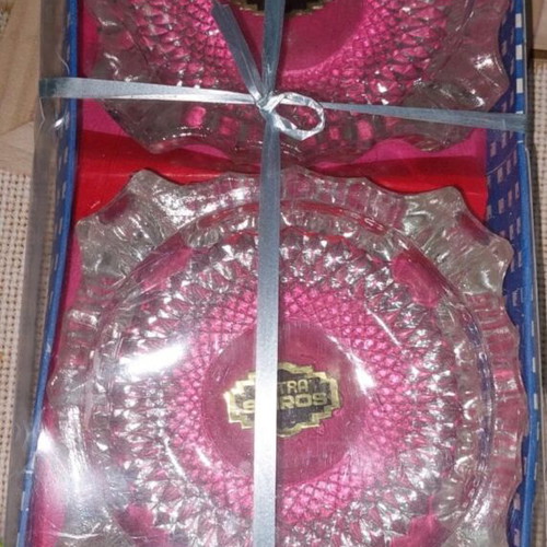 Vintage glass ashtray set of 2 by Extra Spiros, new
