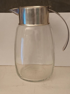 Glass Tea Jug with Silver-Plated Handle Used
