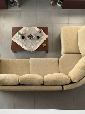 Kallergis Corner Sofa used, beige, 3 pieces, excellent condition