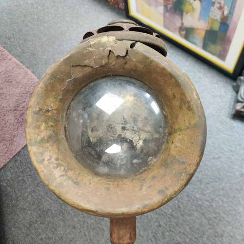 Antique carriage lantern made of brass and iron used