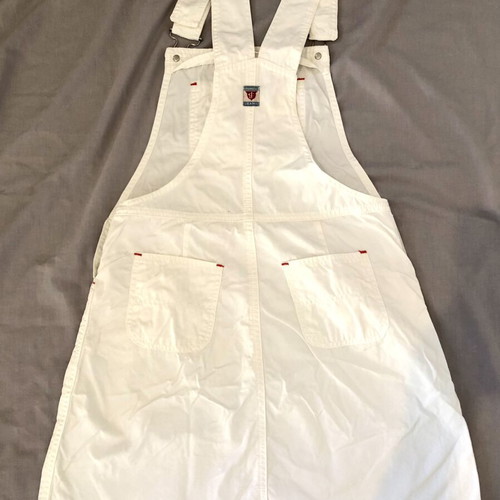 Vintage 90s Chambers White Denim Overall Skirt Size L like new