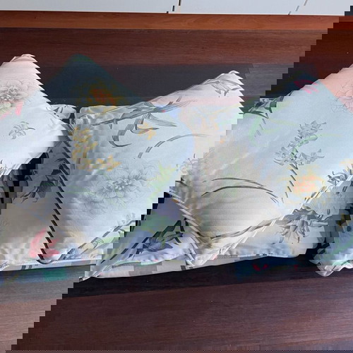 σετ 7 + 2 μαξιλαρια καρεκλας σαλονιου βεραντας μπαμπου ριγε λουλουδατα κομποσε