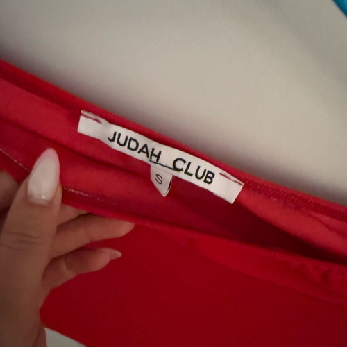 Judah club dress with one sleeve like new, red