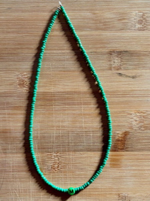 Green Promise necklace like new with green beads and initial
