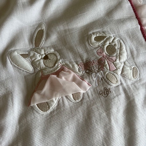 Baby blanket used for crib by IRA with bunny details