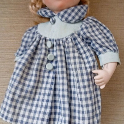 Porcelain doll used with stand, 33 cm tall