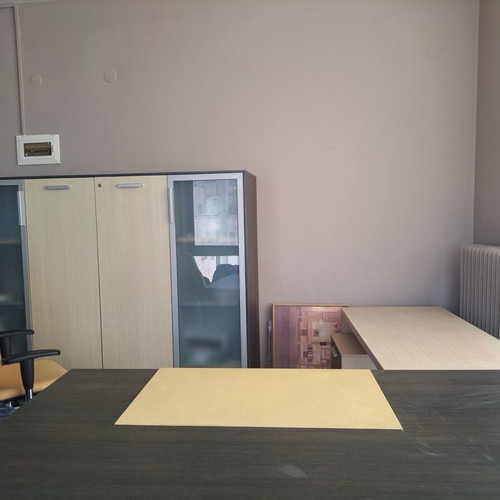 Office furniture set used, corner desk with 3 chairs and storage