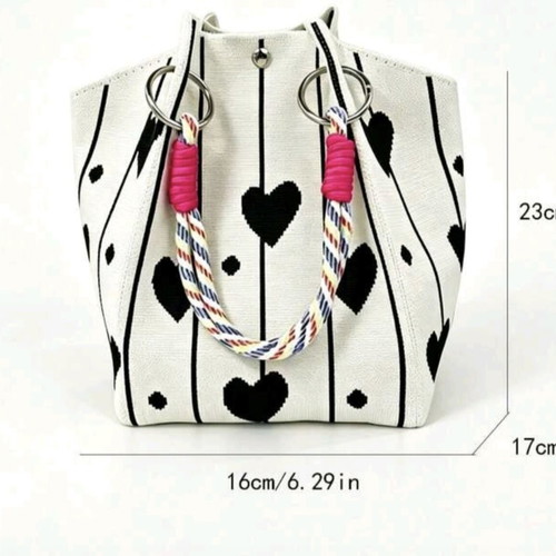 Tote handbag black and white, new with long strap gift