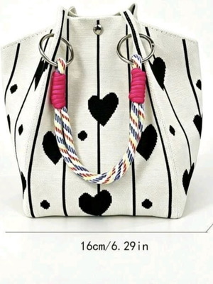 Tote handbag black and white, new with long strap gift