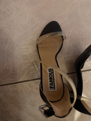 Famous Shoes black high-heeled sandals with transparent details, like new, size 38