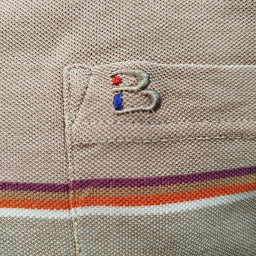 Braggi Men polo shirt, XL, beige and orange stripes