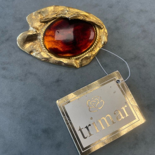 Trimar brooch like new, vintage style, brown and gold